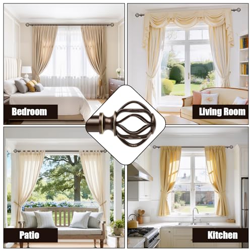 RBYCOS Bronze Curtain Rods for Windows 28-48Inch(2.3-4ft), Heavy Duty 1 Inch Adjustable Curtain Rod, Decorative Window Rods for Small Windows, Bedroom, Kitchen & Dining Room - Image 5