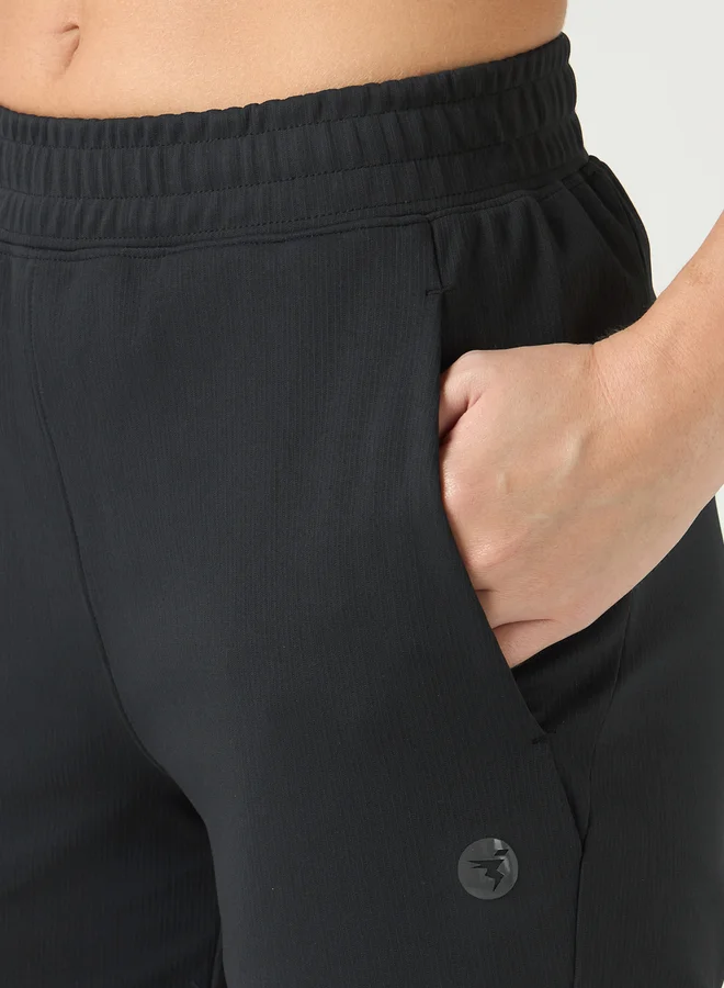 Technosport Black Regular Fit Sports Shorts with ELASTOPLUS for Women | Best Price UAE