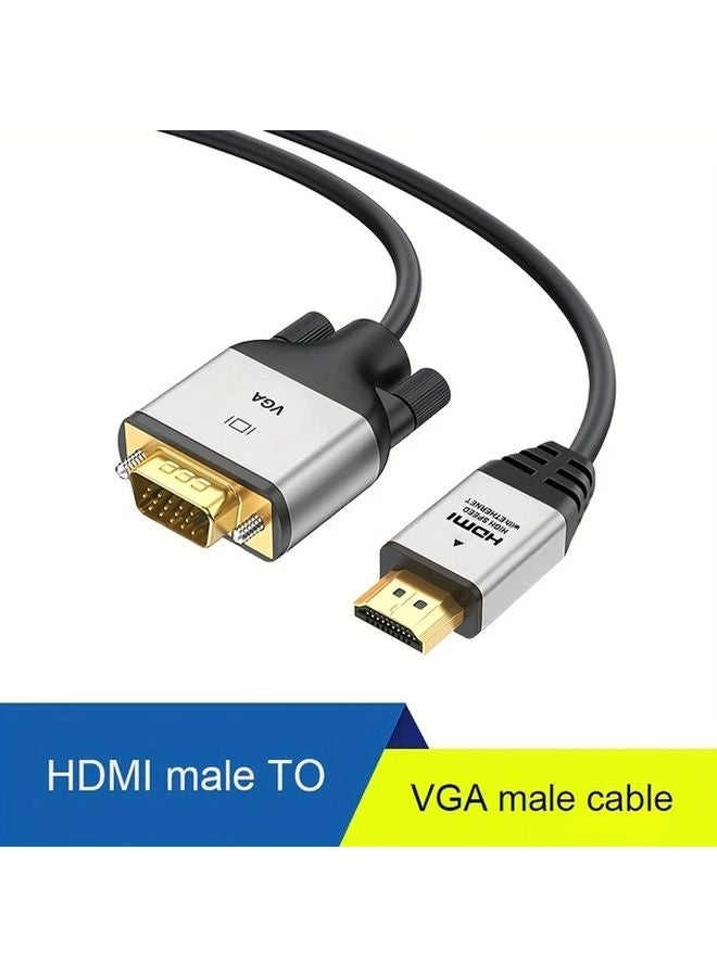 كابل HDTV الأسود الفضي إلى VGA بطول 10 أقدام، سلك محول فيديو 1080P للشاشة وجهاز العرض - Image 2