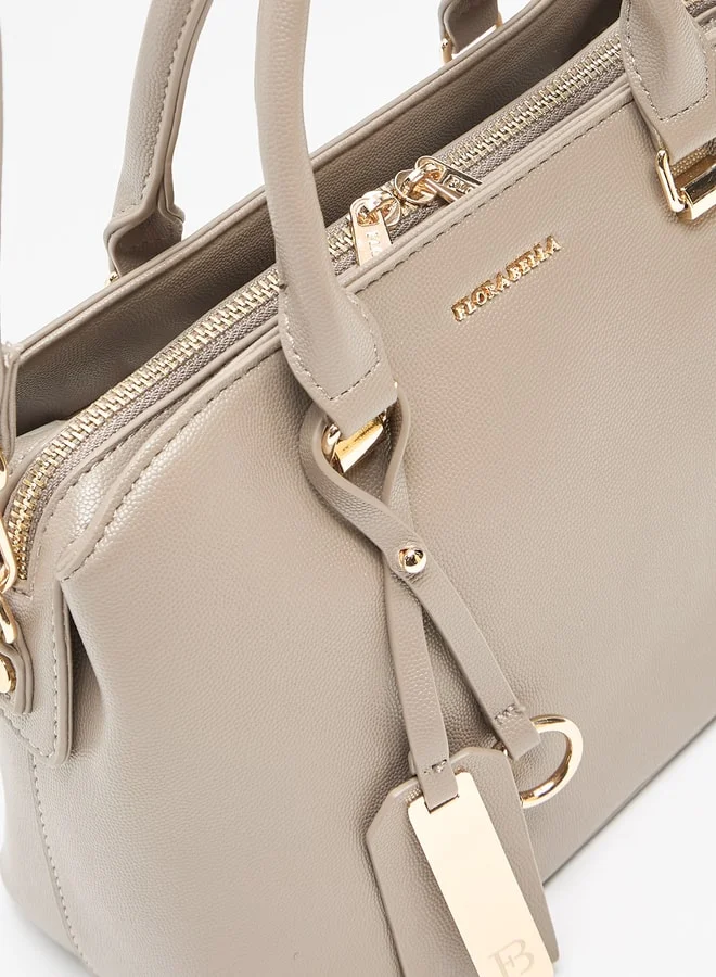 فلورا بيلا من شو إكسبرس Textured Tote Bag with Double Handle and Zip Closure