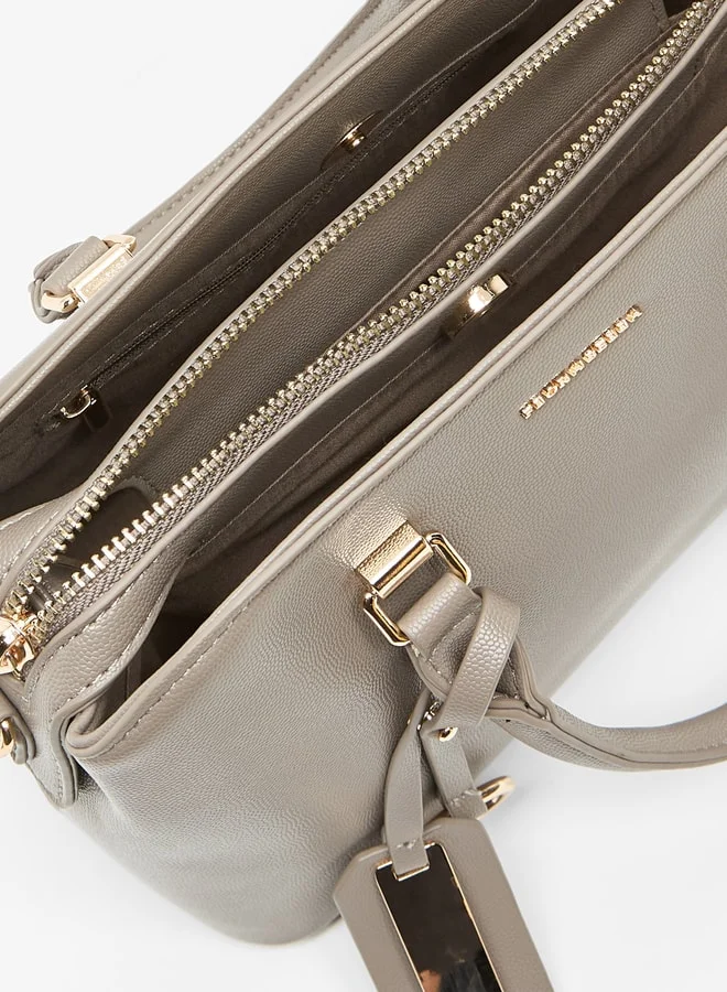 فلورا بيلا من شو إكسبرس Textured Tote Bag with Double Handle and Zip Closure