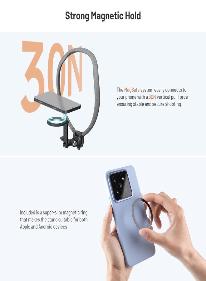 PGYTECH CapLock Magnetic Neck Mount, Adjustable Chest Strap, 25.59" Extra Large Neck Phone Holder for iPhone 17/16/15 Seires & Android, Hands Free POV Mount for DJI, GoPro and Insta360 Action Camera - Image 5