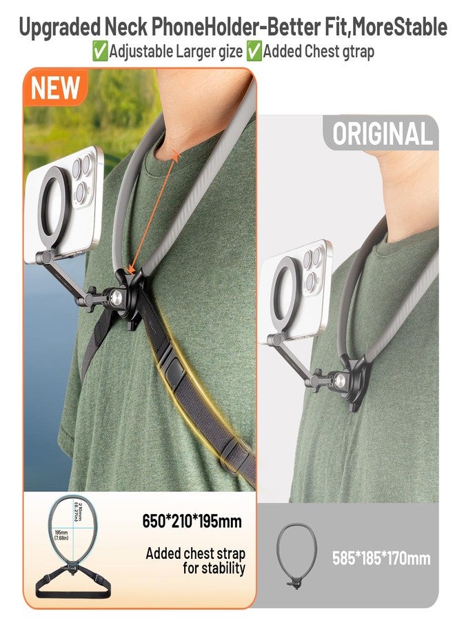 PGYTECH CapLock Magnetic Neck Mount, Adjustable Chest Strap, 25.59" Extra Large Neck Phone Holder for iPhone 17/16/15 Seires & Android, Hands Free POV Mount for DJI, GoPro and Insta360 Action Camera - Image 2
