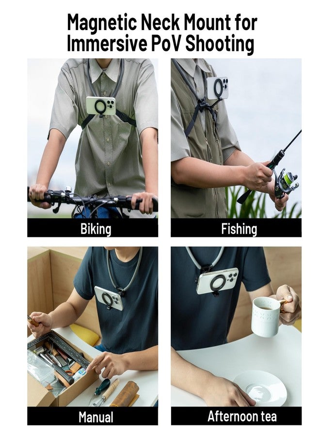 PGYTECH CapLock Magnetic Neck Mount, Adjustable Chest Strap, 25.59" Extra Large Neck Phone Holder for iPhone 17/16/15 Seires & Android, Hands Free POV Mount for DJI, GoPro and Insta360 Action Camera - Image 3