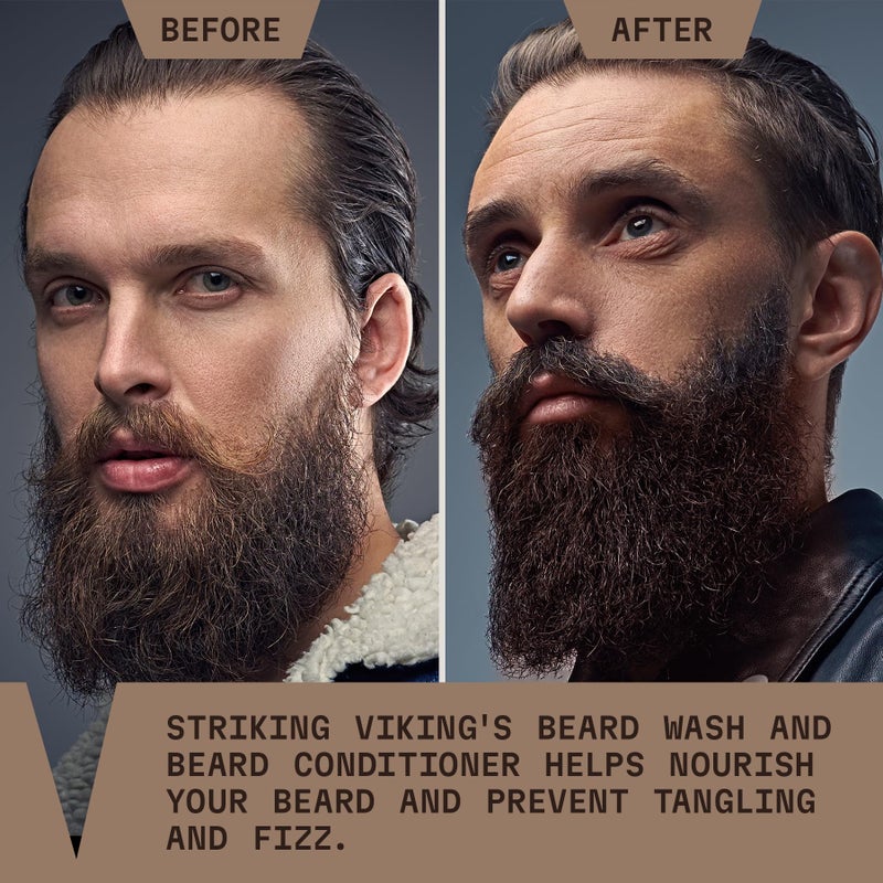 Striking Viking Beard Care Set (Sandalwood) - Paraben & Sulfate Free Shampoo with Jojoba Oil - Deep Clean for All Beard Types (10oz Per Bottle) - Image 4