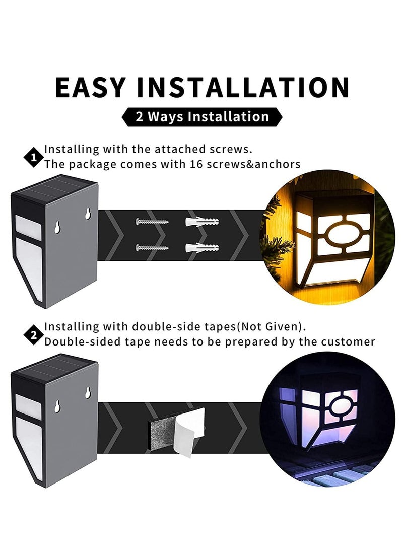Y&D - Solar Deck Lights, Fence 2 Modes Decoration Unique Pattern, Waterproof Automatic Outside, Deck, Patio, Stairs, Yard, Steps, Path & Driveway (RGB Black 2-Pack) - Image 1