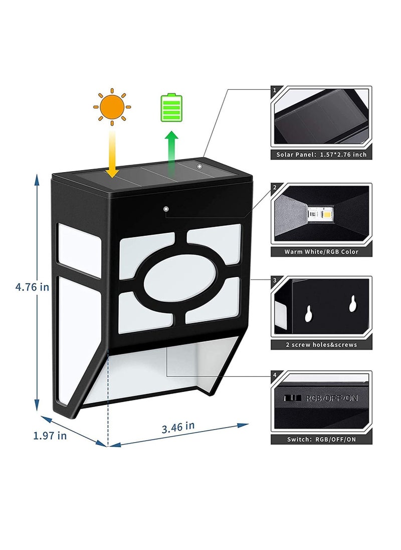 Y&D - Solar Deck Lights, Fence 2 Modes Decoration Unique Pattern, Waterproof Automatic Outside, Deck, Patio, Stairs, Yard, Steps, Path & Driveway (RGB Black 2-Pack) - Image 1