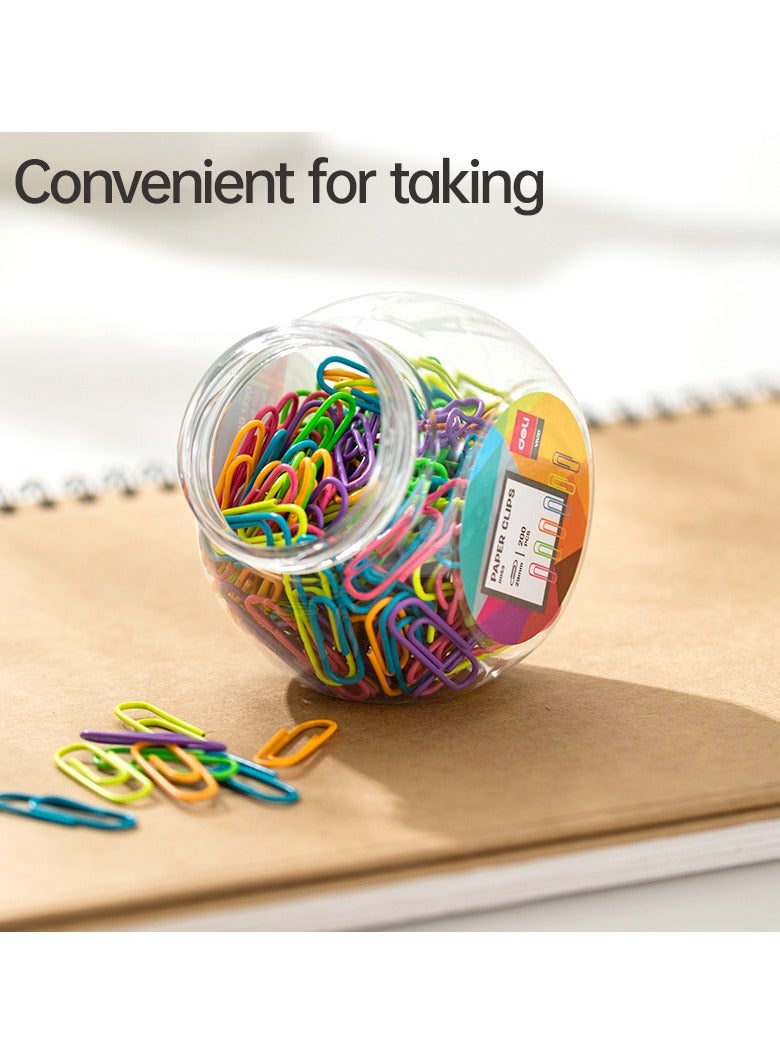 Deli E0053 Paper Clips, Size #3 29mm Assorted Colors 200PCS/Tube 鈥?Ideal for Organizing Documents at Home or Office - Image 2