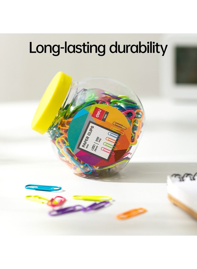 Deli E0053 Paper Clips, Size #3 29mm Assorted Colors 200PCS/Tube 鈥?Ideal for Organizing Documents at Home or Office - Image 4