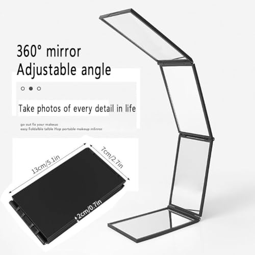 Snevad Foldable 4-Way Mirror for Self Haircut 360° Adjustable Portable Barber Mirror with Hooks Handheld & Desktop Mirror for Hair Cutting, Grooming, Styling,Makeup, Shaving Travel with Hanging Stand - Image 2