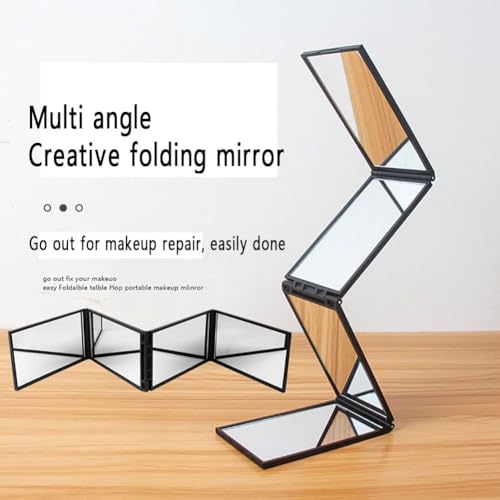 Snevad Foldable 4-Way Mirror for Self Haircut 360° Adjustable Portable Barber Mirror with Hooks Handheld & Desktop Mirror for Hair Cutting, Grooming, Styling,Makeup, Shaving Travel with Hanging Stand - Image 4