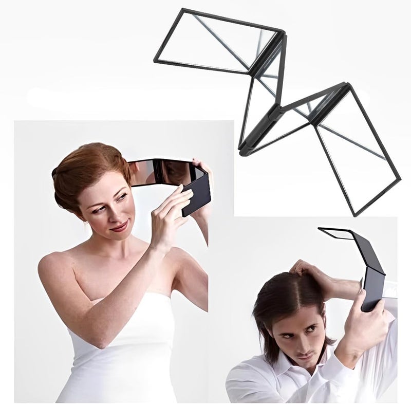 Snevad Foldable 4-Way Mirror for Self Haircut 360° Adjustable Portable Barber Mirror with Hooks Handheld & Desktop Mirror for Hair Cutting, Grooming, Styling,Makeup, Shaving Travel with Hanging Stand - Image 5