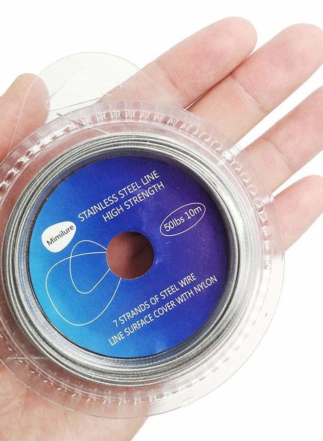 Mimilure (18kg Test) - 4.5LB-90kg Fishing line Wire Leader Vinyl Coated Stainless Steel Leader Wire 10 Metre,with 12pcs Crimps Sleeves - Image 1