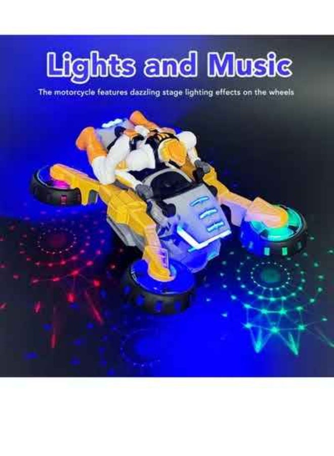 ممز بلانيت دراجة نارية بهلوانية تدور 360 درجة مع موسيقى وإضاءة للأطفال من سن 4 و5 و6 و7 و8 سنوات فما فوق- العاب اطفال- العاب متحركه - العاب تنميه_ هديه للاطفال ، لعبه تسليه للاطفال - Image 5