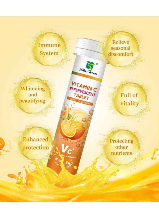 وينز تاون ٣ عبوات من أقراص فوارة بنكهة البرتقال الحلو، مكمل فيتامين سي، ٢٠ قرصًا*٣ - Image 2