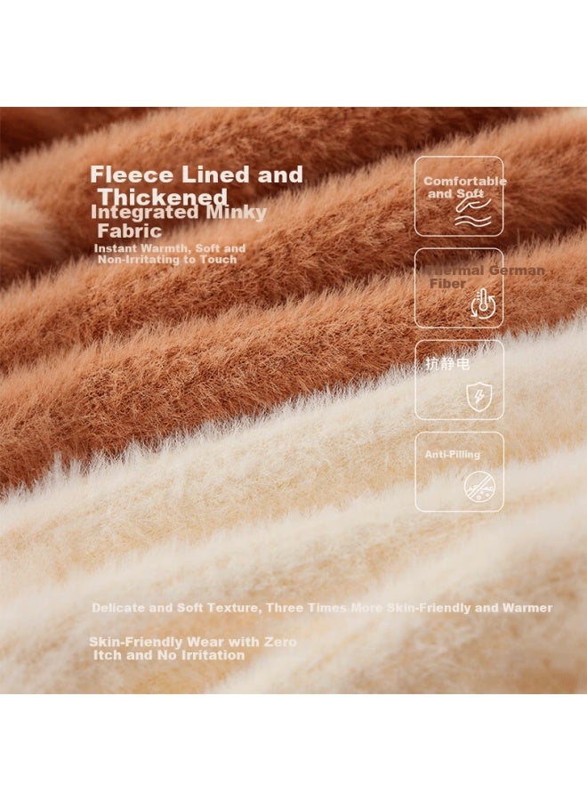Yishangmei Women's Sweater Winter Thickened Fleece Lined High Neck Base Shirt Warm Mink Cashmere - Image 1