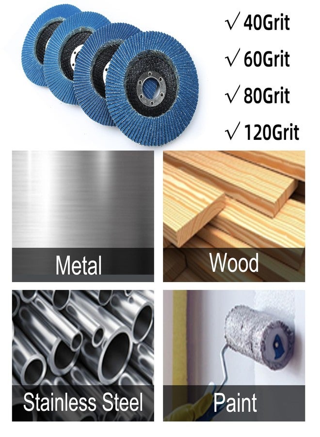 LotFancy 20PCS Flap Discs 4 1/2 for Angle Grinder, Premium Zirconia 40 60 80 120 Grit Sanding Disc, Type 27, 4.5" x 7/8” Grinding Wheels Welding Tools for Metal, Stainless Steel - Image 5
