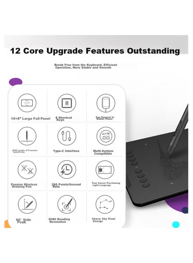 Ugee Digital Drawing Tablet, Handwriting Pad, Drawing Board, Writing Pad, Computer Tablet, Online Class Writing Pad, Drawing Board, Electronic Drawing Board Ex08 Standard Configuration - Image 1