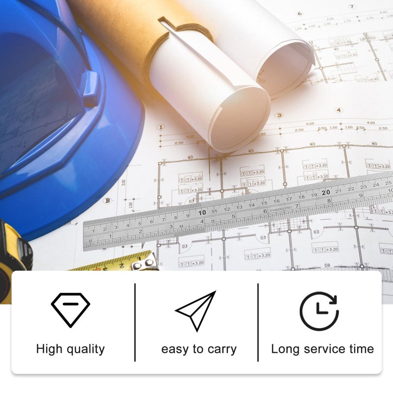 Stainless Steel Double Sided Measuring Ruler 30cm For Drawing Engineering Woodworking - Image 4