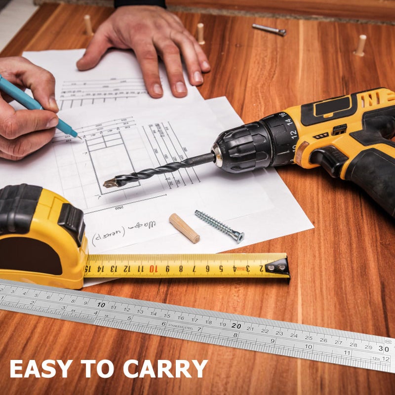 Stainless Steel Double Sided Measuring Ruler 30cm For Drawing Engineering Woodworking - Image 5