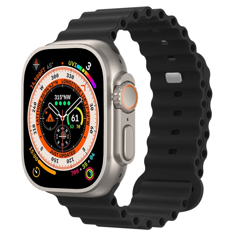 Soft Silicone Ocean Strap Compatible with Apple Watch Ultra 2 (49/45/44/42mm) – Replacement Sport Band for iWatch Ultra, SE, Series 9–1 – Men & Women - Image 1