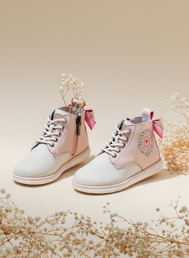 Taranis Taranis Children's Shoes Girl's White-Pink Leather Martin Boots  - Image 1