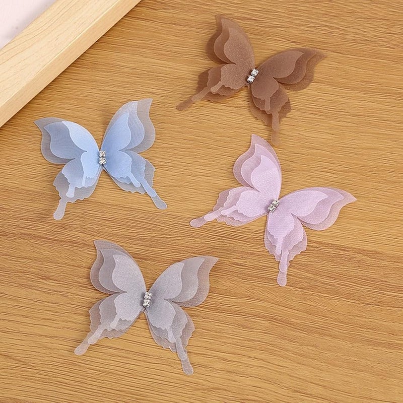 Wine Red Embroidery Butterfly Appliques Sew On Patches For Clothing Dress Hair Accessories - Image 3