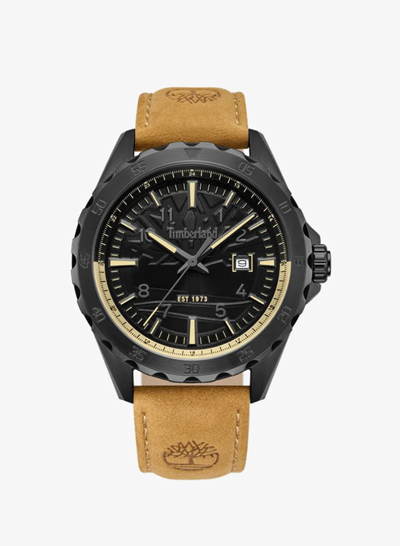 Timberland Day Pond 45 mm Men's Analog Watch Black Dial  & Brown Leather Strap