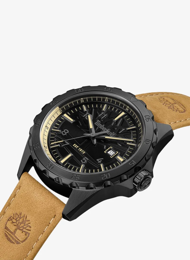 Timberland Day Pond 45 mm Men's Analog Watch Black Dial  & Brown Leather Strap