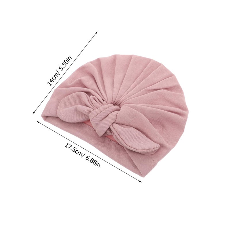 2Pcs Soft Cotton Baby Headwraps Turban Hats With Bow For Newborn Toddler Boy Girl - Image 3