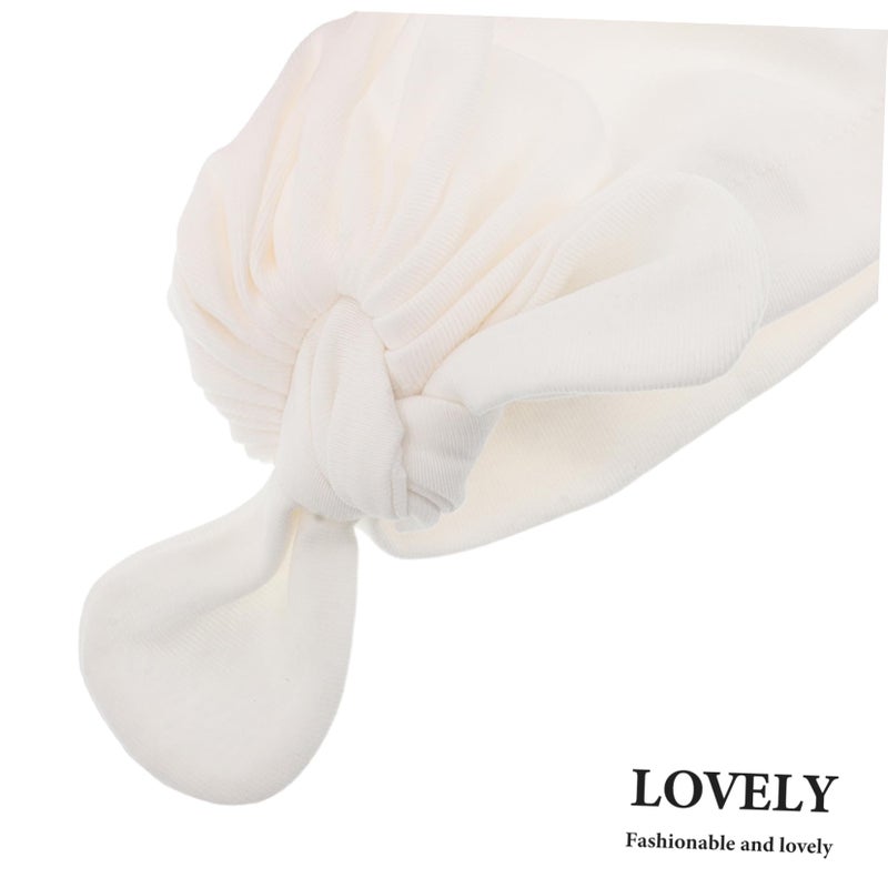 2Pcs Soft Cotton Baby Headwraps Turban Hats With Bow For Newborn Toddler Boy Girl - Image 4