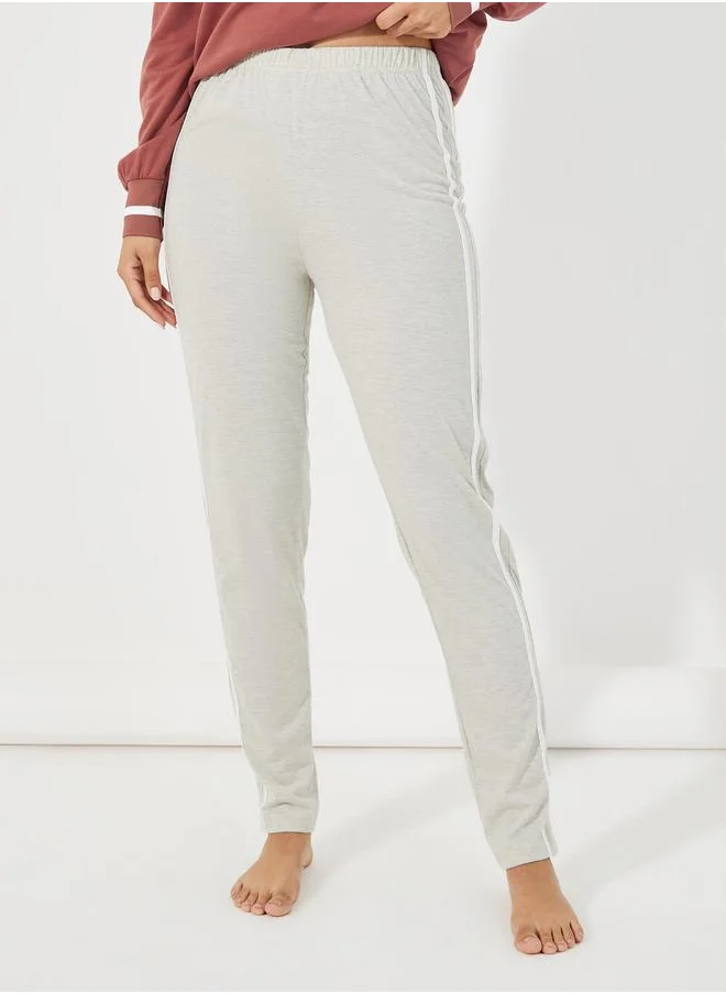 Styli Graphic Print Stripe Trim Longline Sweatshirt & Side Stripe Leggings Set