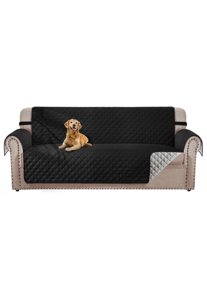 SYOSI Couch Cover for Sofa, Dog Couch Covers for Pets, Couch Covers for 3 Cushion Couch Sofa, Reversible Sofa Covers Furniture Protector with Elastic Straps (Sofa 68", Black/Light Grey) - Image 1