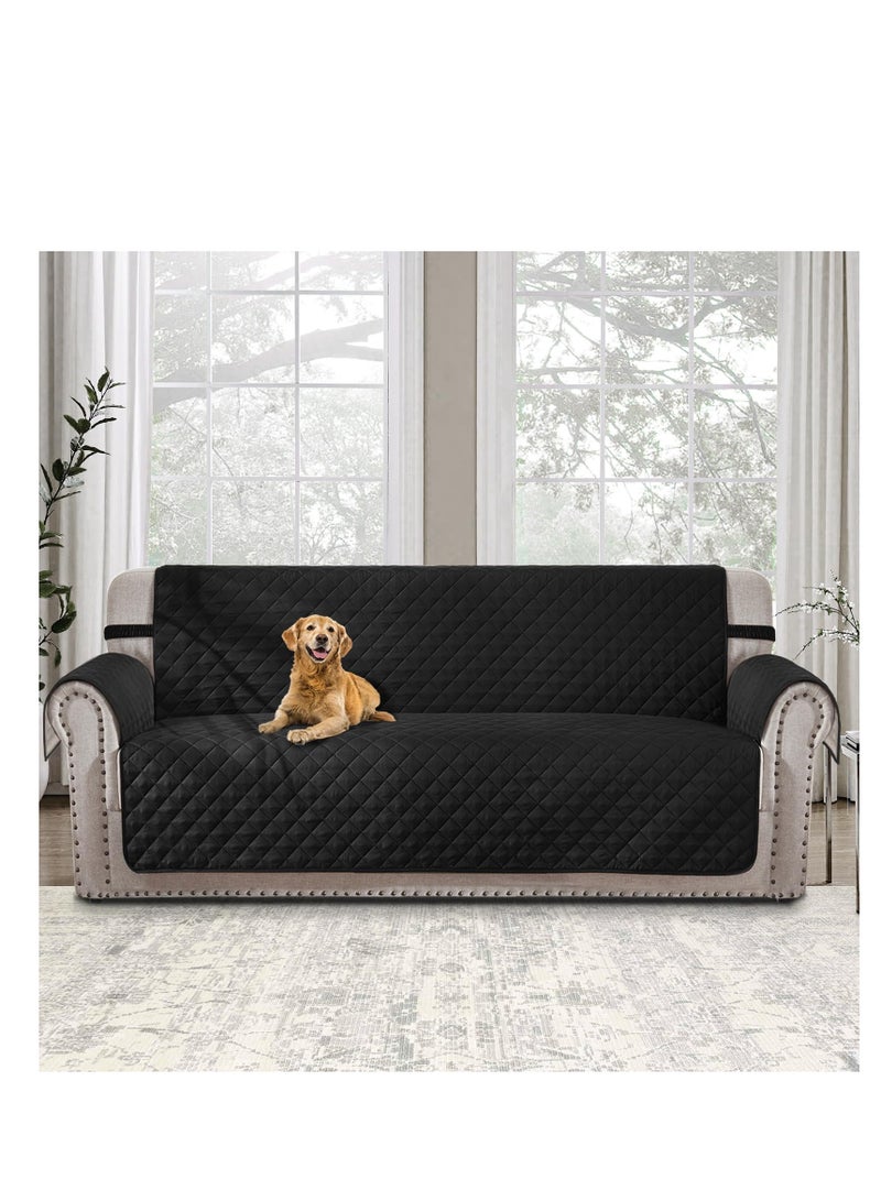 SYOSI Couch Cover for Sofa, Dog Couch Covers for Pets, Couch Covers for 3 Cushion Couch Sofa, Reversible Sofa Covers Furniture Protector with Elastic Straps (Sofa 68", Black/Light Grey) - Image 2