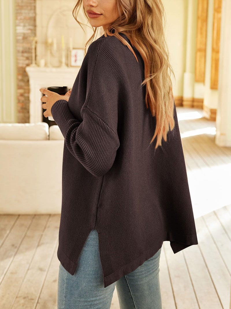 LILLUSORY Women's Mock Turtleneck Sweaters Oversized Long Sleeve Casual Knit Pullover 2026 Tunic Tops Wear with Leggings Coffee M - Image 5