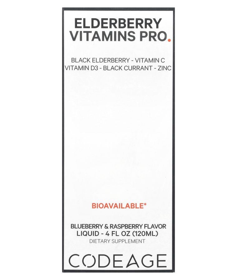 Codeage Elderberry Vitamins Pro Blueberry & Raspberry 4 fl oz (120 ml)