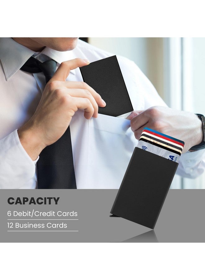 Storite Storite Black Metal RFID Blocking Aluminium Pop Up Slim Credit Or Debit/ATM Card Holder Case Holds 6 Bank Cards Case for Men & Women - (9.5 x 0.9 x 6 Cm)  - Image 5