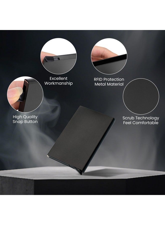 Storite Storite Black Metal RFID Blocking Aluminium Pop Up Slim Credit Or Debit/ATM Card Holder Case Holds 6 Bank Cards Case for Men & Women - (9.5 x 0.9 x 6 Cm)  - Image 3