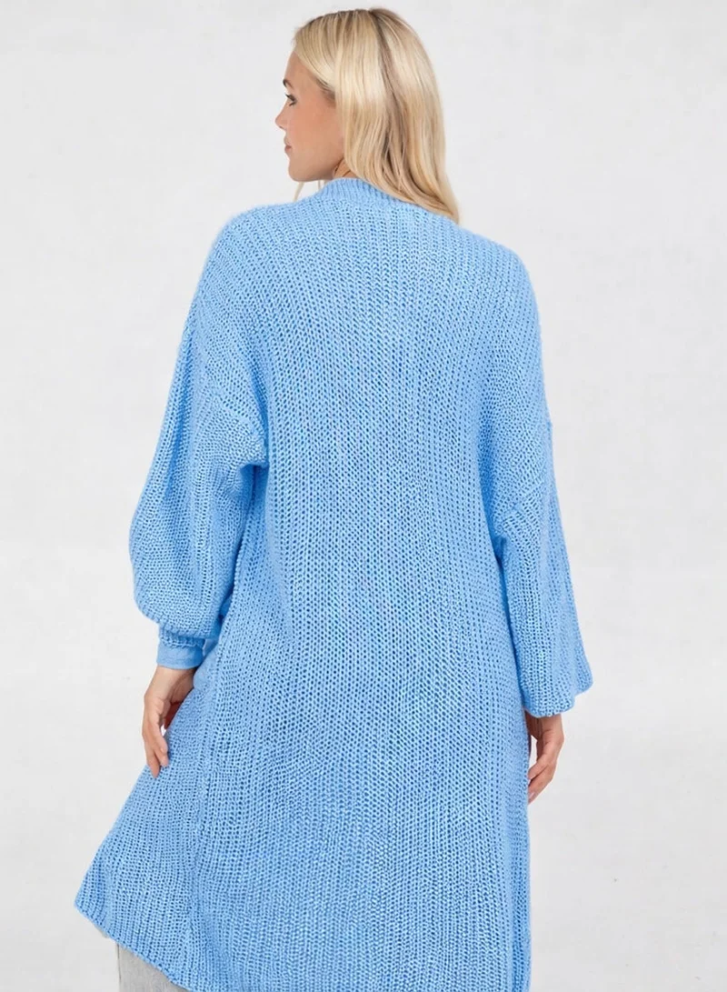 بلو فانيلا كارديجان طويل محبوك بجيبين