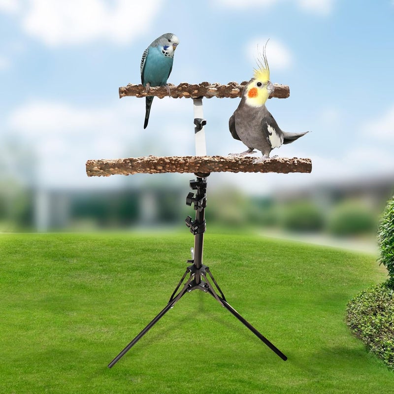Oooct 16-63 Inch Height Adjustable Bird Perch Stand, Natural Pepper Wood Parrot Perch Toy, Bird Training Perch Stand, Indoor and Outdoor Bird Stands for Small to Medium Bird - Image 4