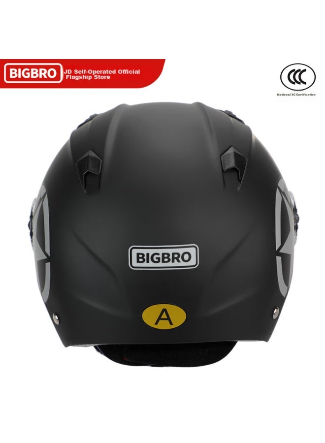 Bigbro X333 Matte Black, New National Standard 3c Dual-lens Electric Motorcycle Safety Helmet, Riding Helmet For Men And Women, Sun Protection, Electric Scooter Summer Half Helmet - Image 4