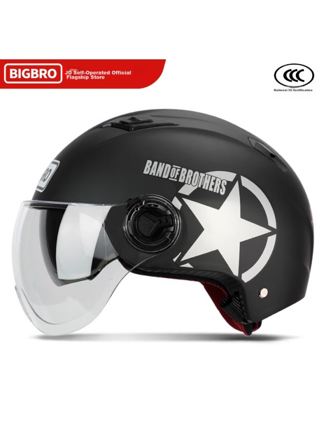 Bigbro X333 Matte Black, New National Standard 3c Dual-lens Electric Motorcycle Safety Helmet, Riding Helmet For Men And Women, Sun Protection, Electric Scooter Summer Half Helmet - Image 2