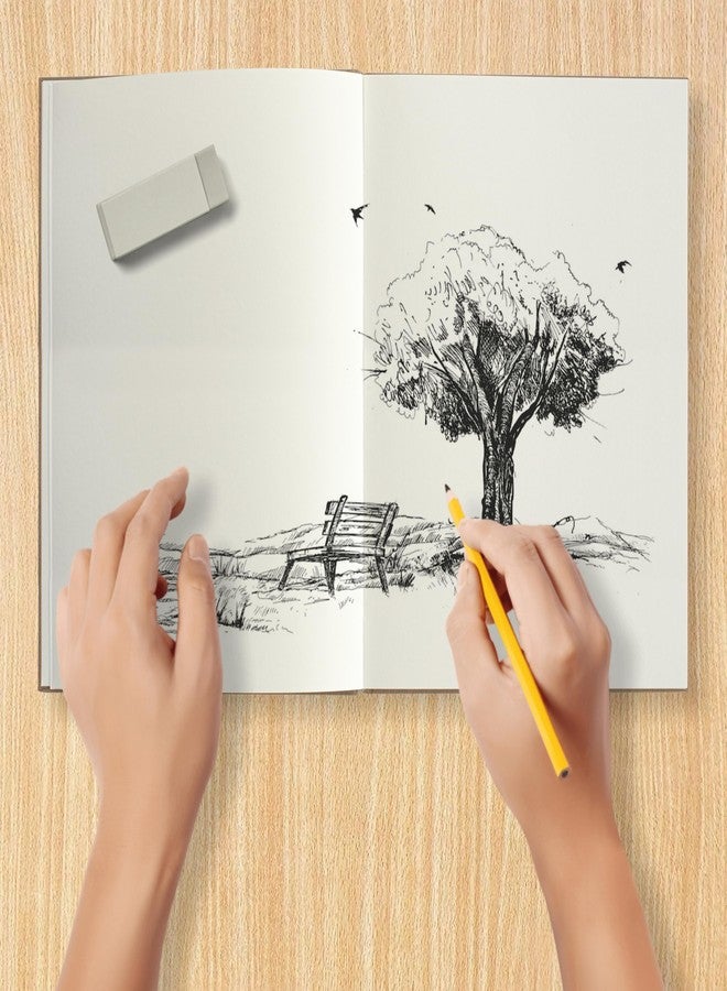 Anupam Sketcho Sota Drawing Book A5-100% Recycled Hardbound Cove Book - Portrait Opening - 160 GSM Acid Free 46 Sheets / 92 Pages - Multicolour - Image 3