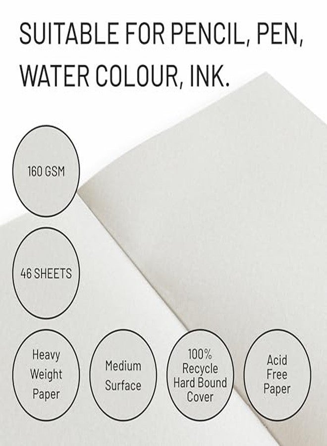 Anupam Sketcho Sota Drawing Book A5-100% Recycled Hardbound Cove Book - Portrait Opening - 160 GSM Acid Free 46 Sheets / 92 Pages - Multicolour - Image 4