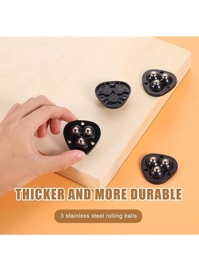 erorex 12 Pcs Mini Sticky Pulley Self Adhesive Caster Wheels 360 Degree Rotation Swivel Wheels Roller Pulley S For Toy Car Storage Box Shoe Racks Trash Can Diy Black - Image 3