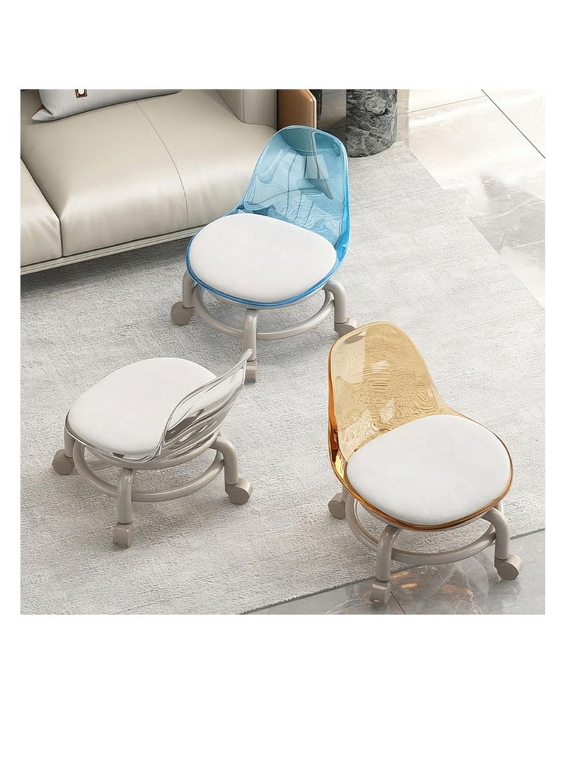 Generic Low Rolling Stool, PU Leather Stool Chair with Wheels Backrest, Removable Small Dining Chair for Kids Adults, Baby Eating Feeding Chair, Small Seat Chair with Soft Cushion for Home Office - Image 5