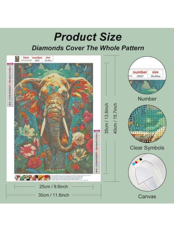 ViveLifDeco 5D DIY Elephant Diamond Painting Kits, Full Drill Diamond Painting for Home Wall Decor(Size: 30*40cm/11.8x15.7inch)  - Image 2