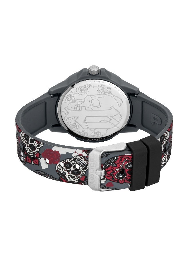 POLICE Unisex Sketch Unisex Grey Dial Grey Silicone Strap Analog Watch - 40.7mm - Image 3