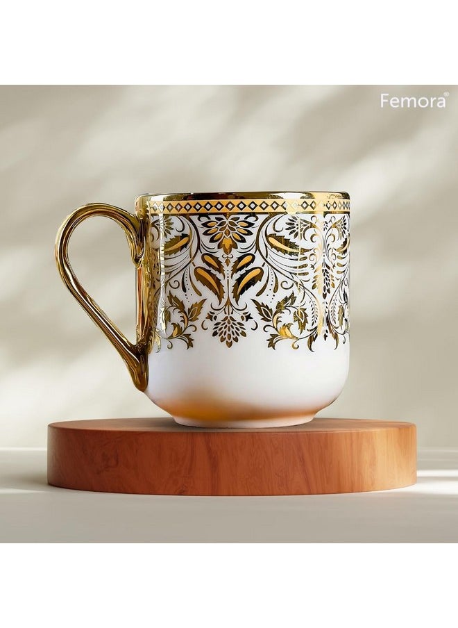 Femora Premium Ceramic Royal Leaves Coffee & Tea Cup Set of 6, 180 ML, Golden - pzsku/Z21BD87B90682318AF254Z/45/_/1740118770/234fb97e-b6cb-4f5c-b3a8-4dcdedc4389f