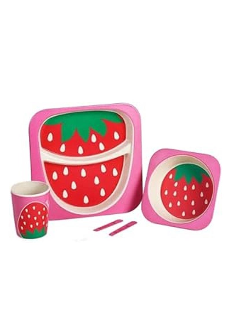Generic High quality ecofriendly reusable bamboo fiber kids dinner plates set of 5  - Image 2